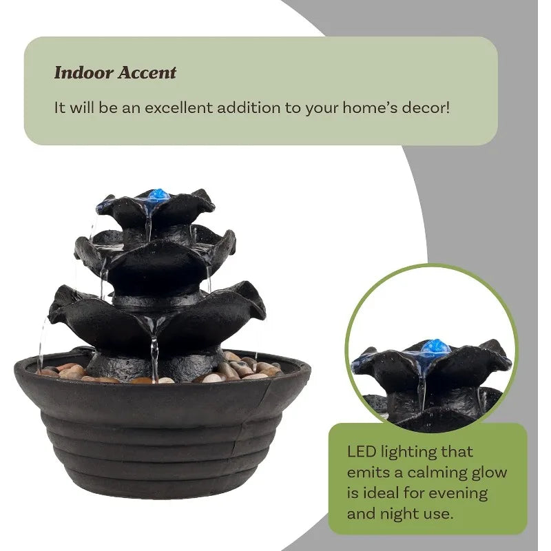 Indoor Fountain, LED Lights – Cascading 3-Tier - Good Bargain Finds