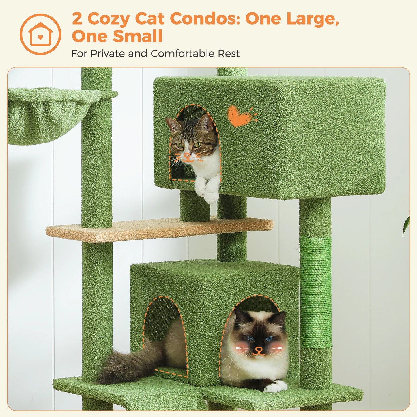 Large Cat, Large Condos, Top Perch, Hammock, Dangling Pompom, Cat Scratching Posts, Indoors