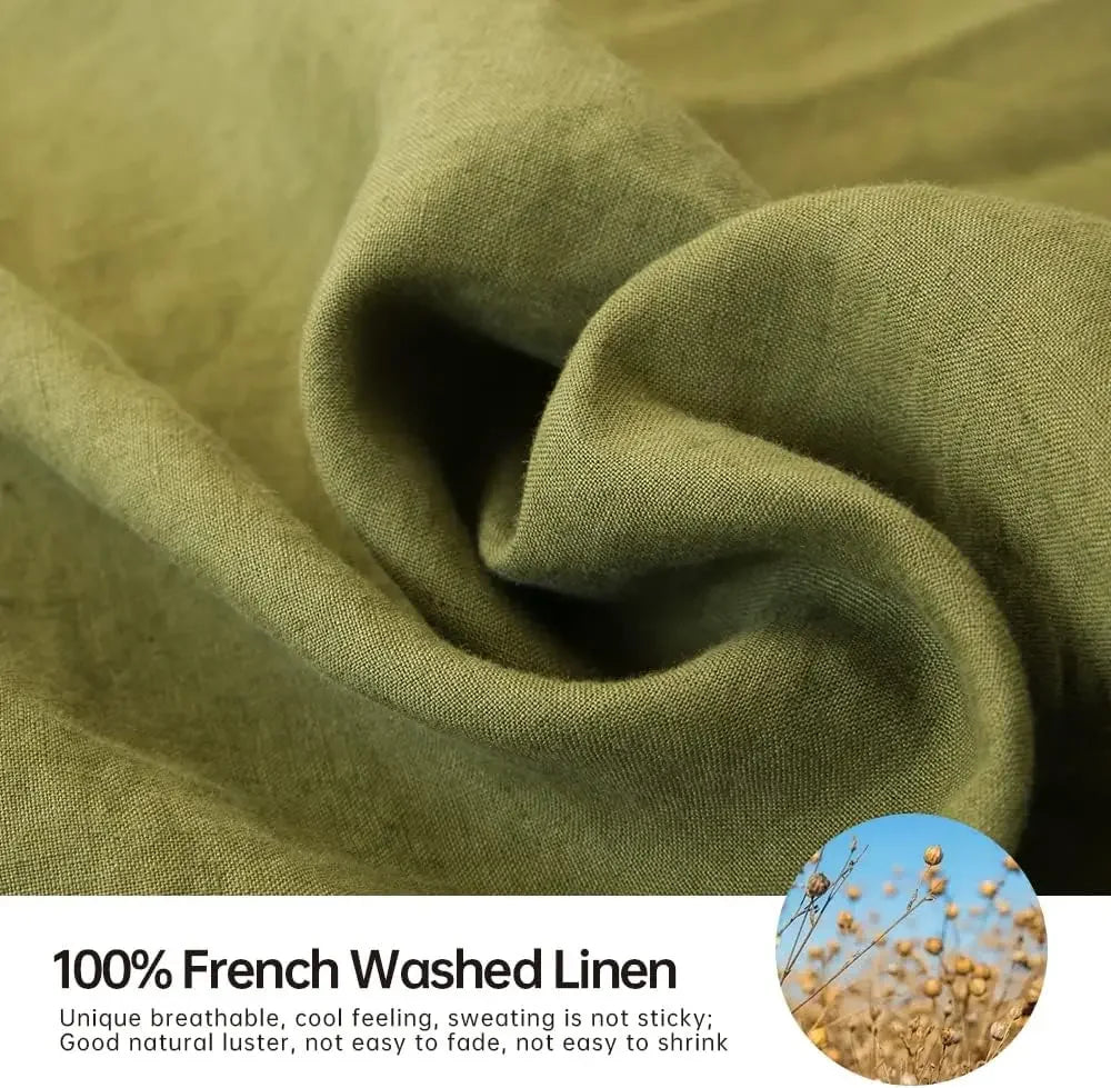 Washed Linen Bed Sheet Set, 4 Pieces (1 Flat Sheet & 1 Fitted Sheet & 2 Pillowcases)