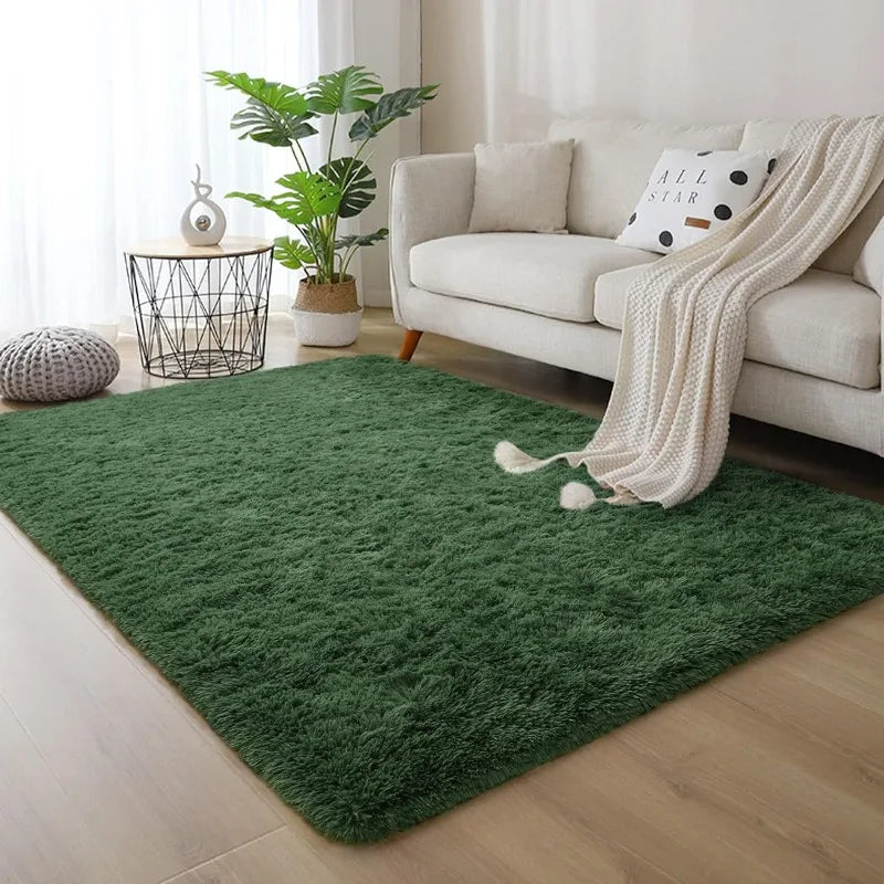 Indoor Plush Dark Green Rugs, Non-Slip - Good Bargain Finds