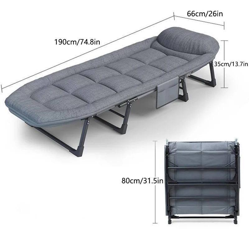 Sleeping Cots for Adults 6 Positions, Portable & Foldable Bed, Mattress, Pillow, Heavy Duty Sturdy Frame