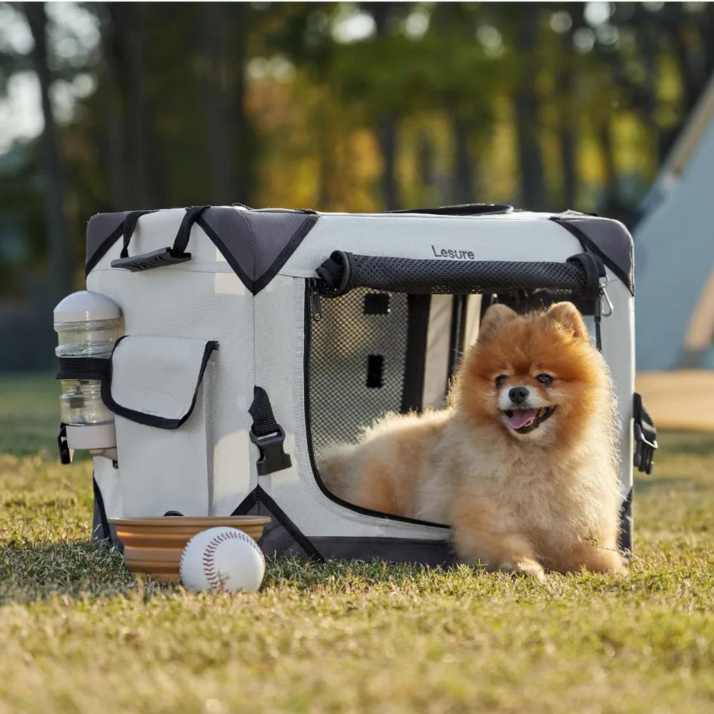 Collapsible- Portable Dog Travel Crate, Extra Small Dog, 4-Door Pet Crate with Durable Mesh Windows,