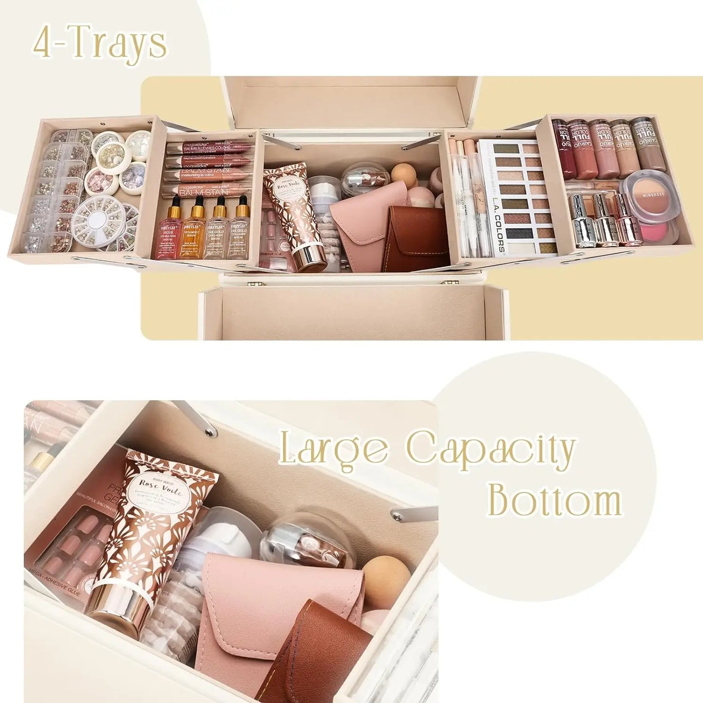 Makeup Storage Box, Lockable, 4 Trays - Good Bargain Finds