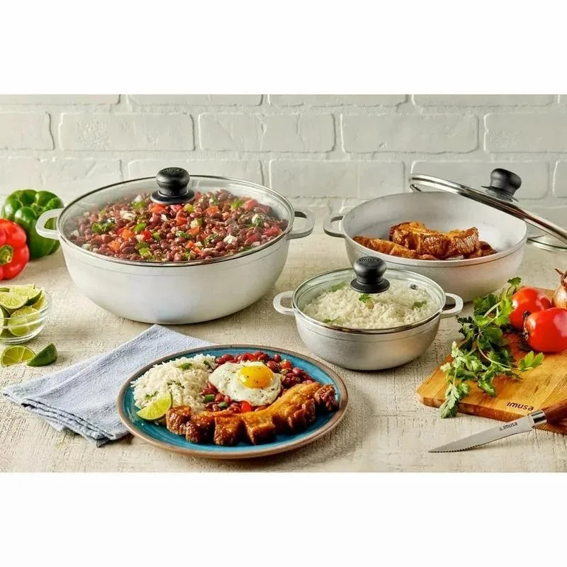 3pc Traditional Set with Glass Lid , Aluminum Cookware