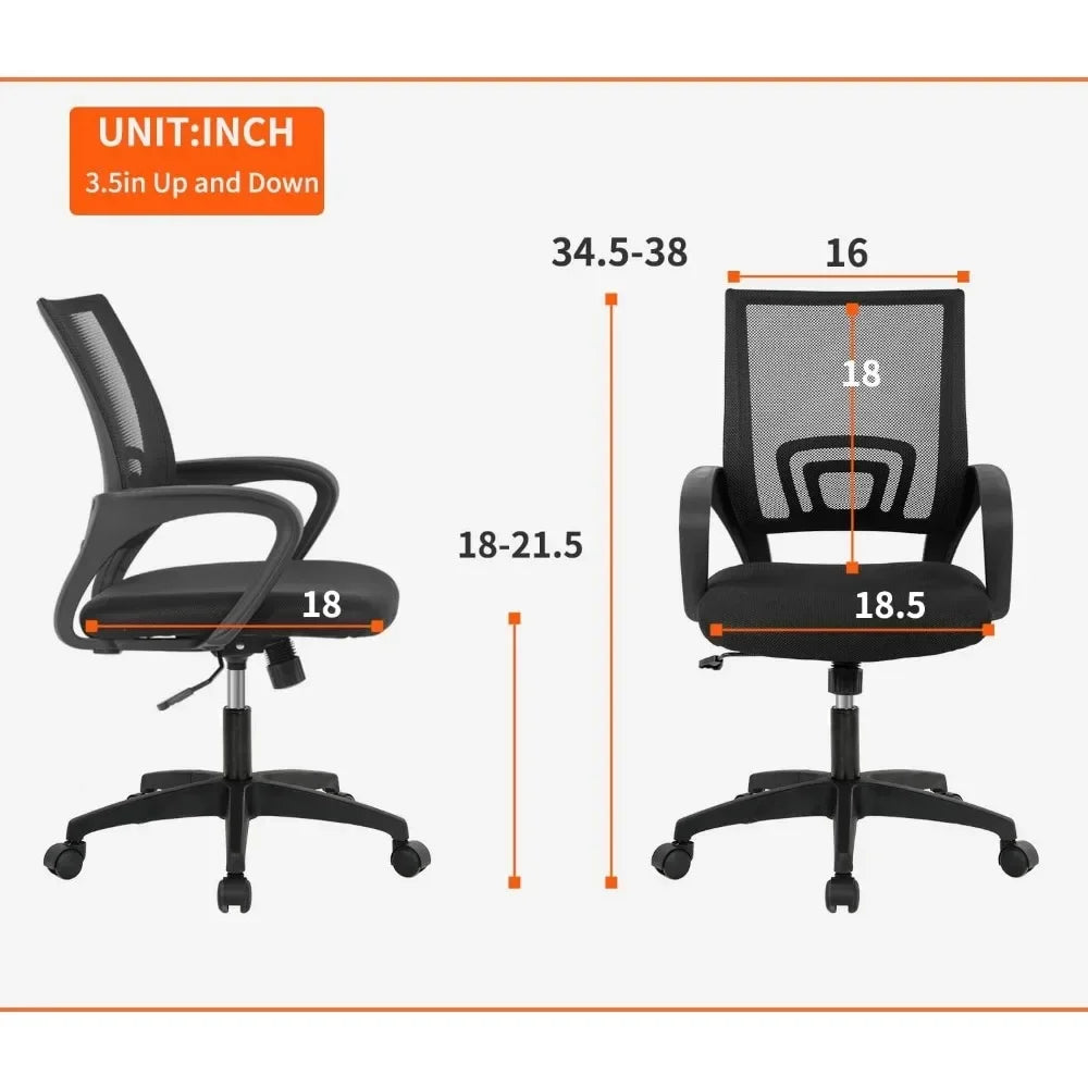 Ergonomic  Mesh Computer Chair, Lumbar Support,  Armrest, Rolling Swivel, Adjustable