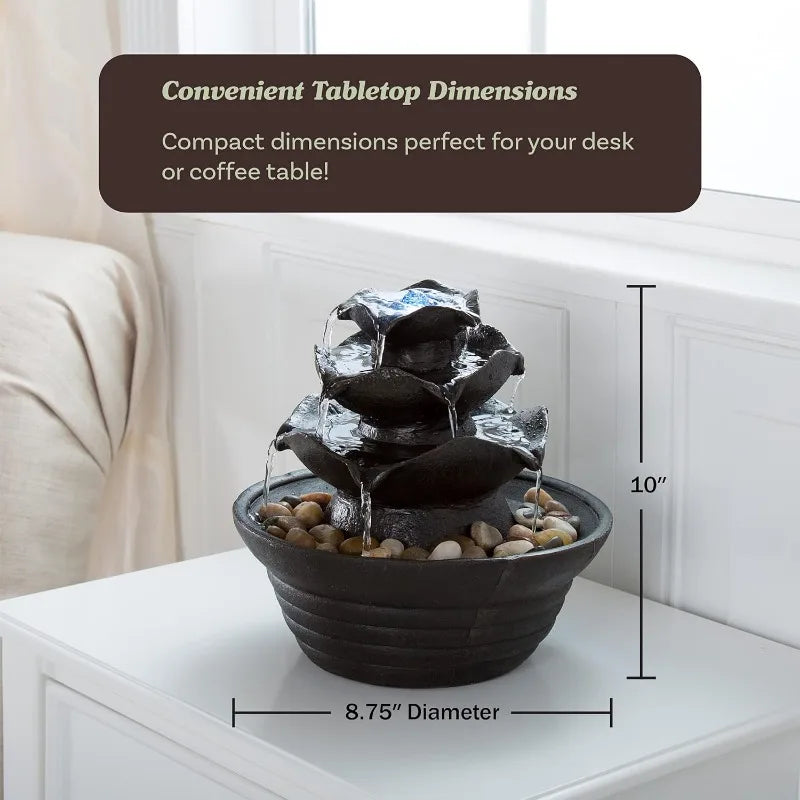 Indoor Fountain, LED Lights – Cascading 3-Tier - Good Bargain Finds