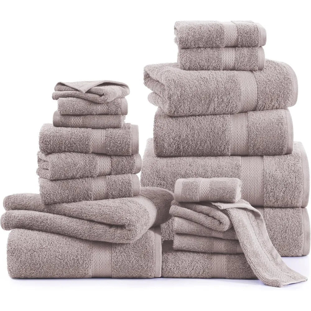 24 Pcs Towels Set, Microfiber Luxury Bath Towels, 2 Bath Sheets, 4 Bath Towels, 6 Hand Towels, 8 Washcloths, 4 Fingertip Towels