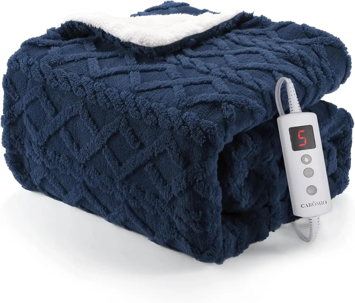 Thick Tufted Sherpa Electric Blanket Throw with 10 Heating Levels, 10 Time Settings