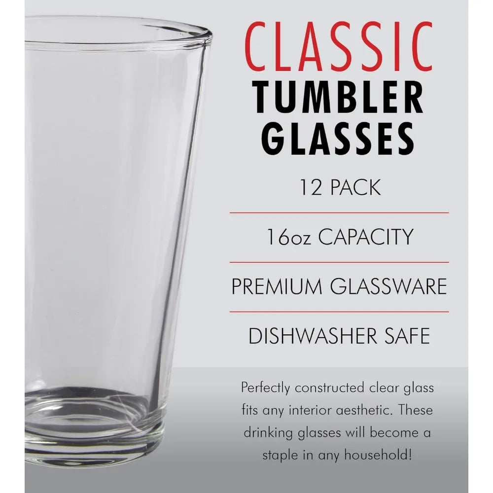 12 – 16 oz Tall Clear ,Glasses, All Purpose - Good Bargain Finds