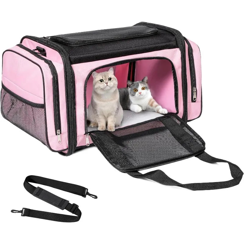 Large Cat Carrier for 2 Cats, Dog Carrier for Small Dogs, Traveling Indoor/Outdoor