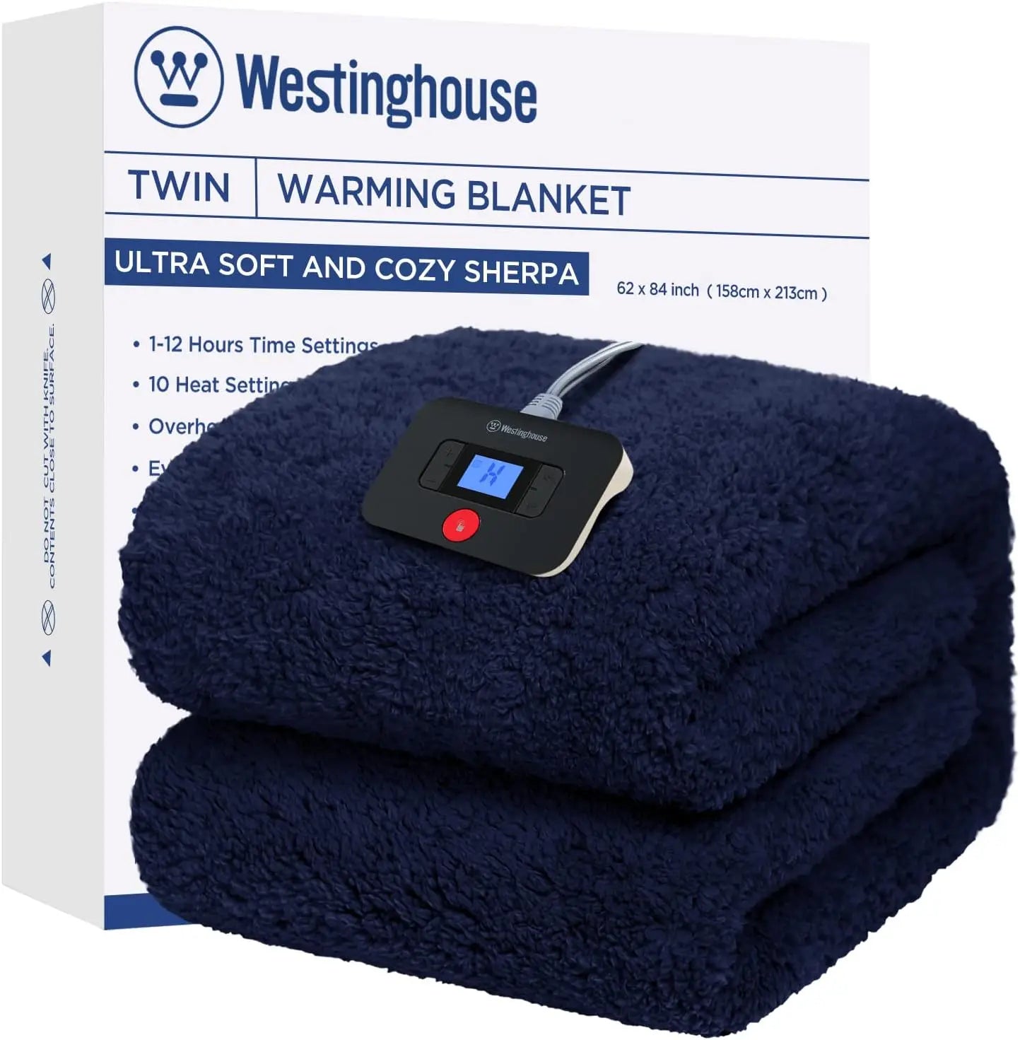 Electric Blanket Queen Size, Soft Plush Sherpa, 10 Heating Levels & 1-12 Hours Auto-Off