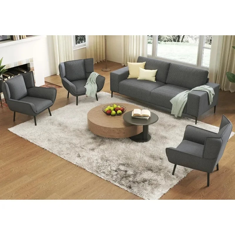 89 Inch Sofa, Oversized Sofa-Modern, Corduroy, 3 Seater Sectional Sofa