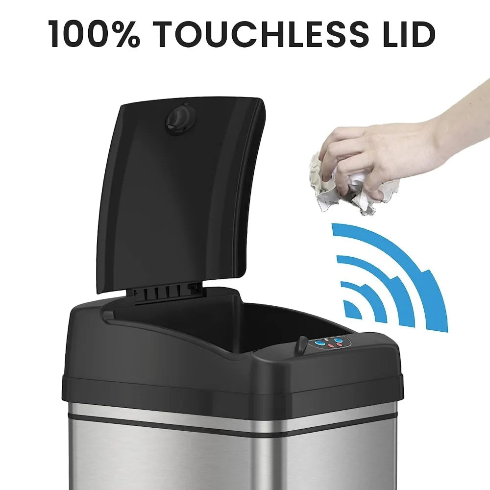 13 Gallon, Lid, Automatic Sensor Trash Can