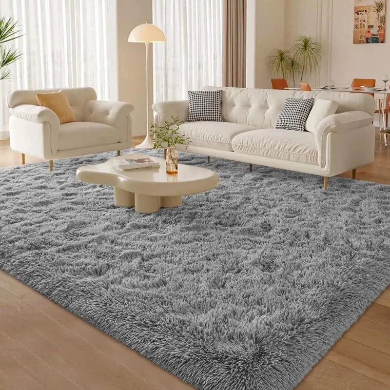 Large Soft Deep-Green Fluffy Carpets, Indoor Modern Plush