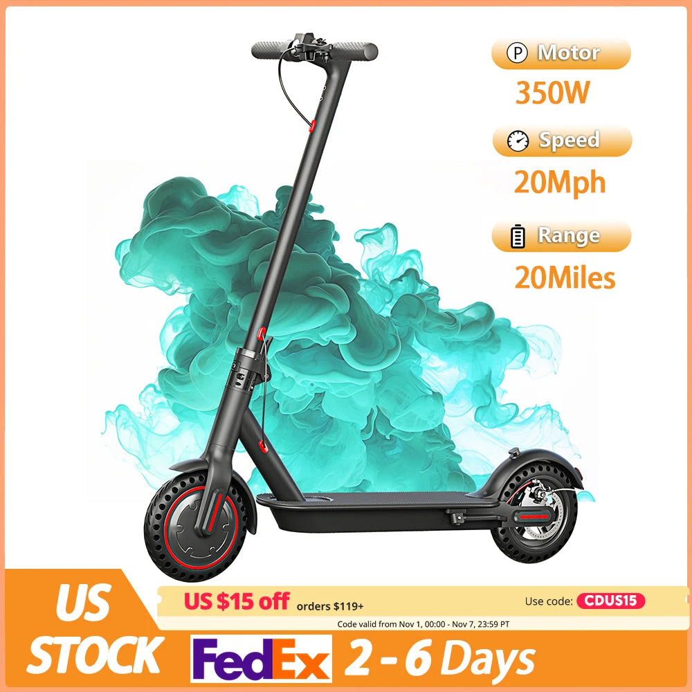 350W Foldable Electric Scooter for Adults Teens,Explosion-proof Tires,Dual Brake System Lightweight High Quality E-scooter