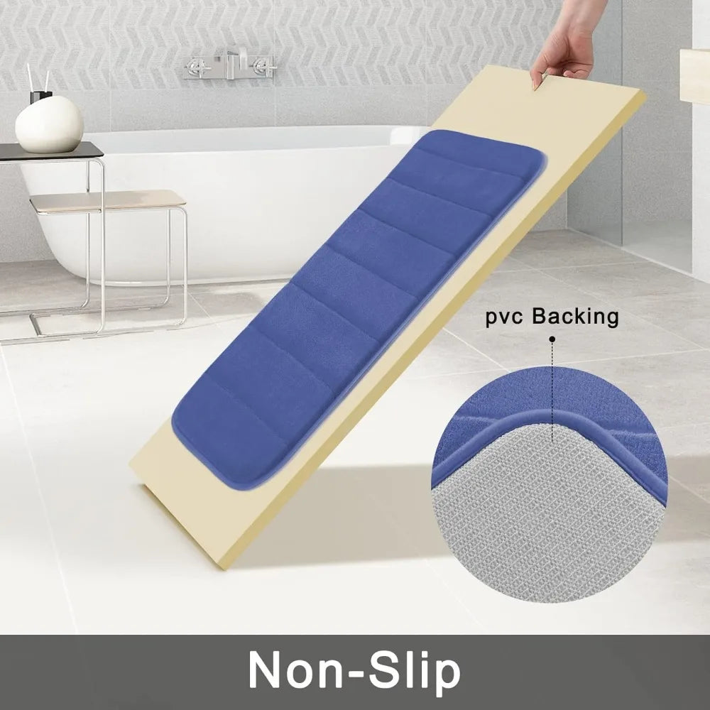 3 Pieces Memory Foam Bath Mat Sets, 44.1x24 + 31.5x19.8 and U-Shaped for Toilet Mats,  Non-Slip,  Soft Comfortable