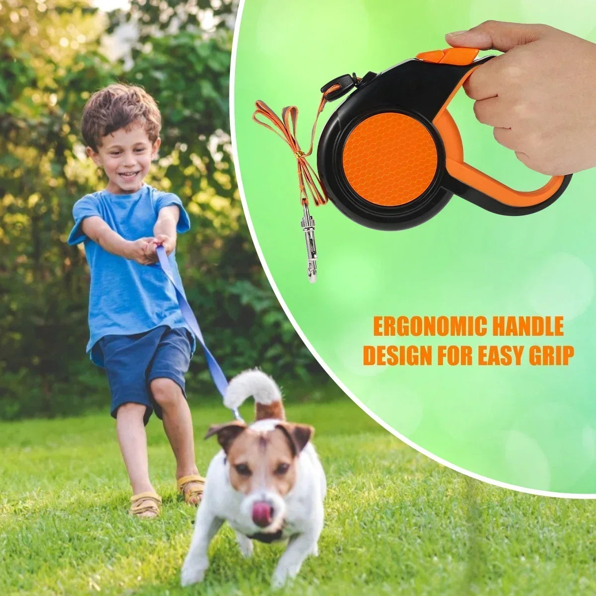 8M Retractable Lead Heavy Duty Dog Walking Leash. Strong Reflective Tape Non-Slip Handle for Small Medium Large Dogs