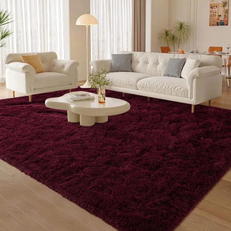 Large Soft Deep-Green Fluffy Carpets, Indoor Modern Plush