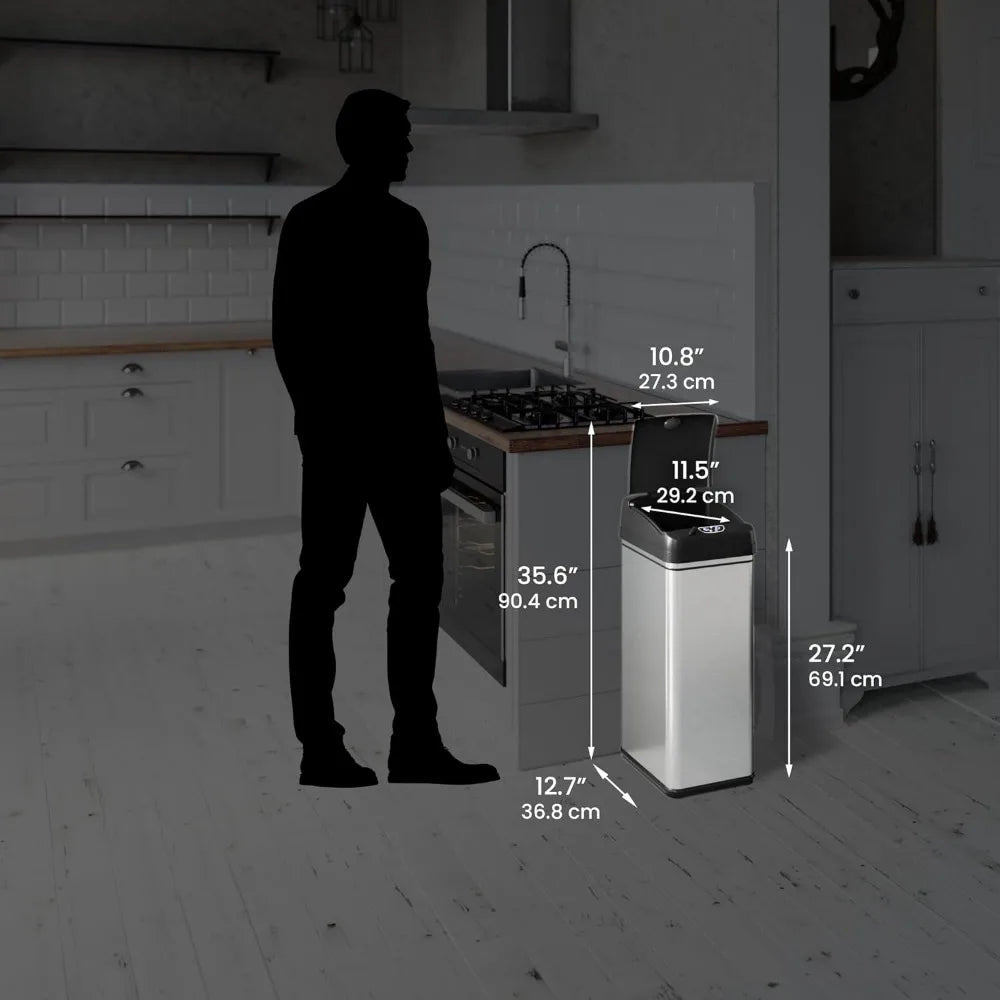 13 Gallon, Lid, Automatic Sensor Trash Can