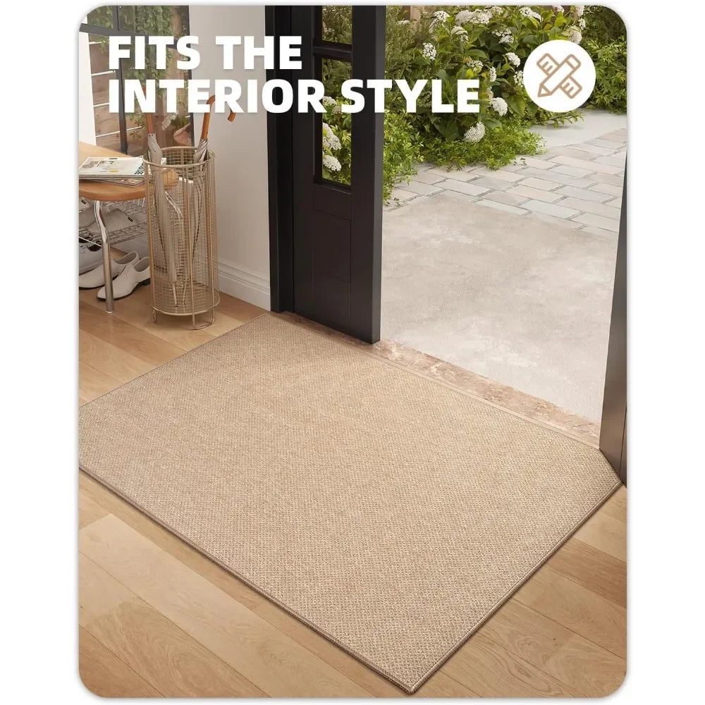 Door mat 36 "x60", carpet indoor anti slip washable low-key, khaki color