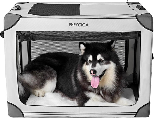 Collapsible Dog Crate 42 Inches, Soft Portable Dog Crate for Extra Large Dogs, Indoor & Outside