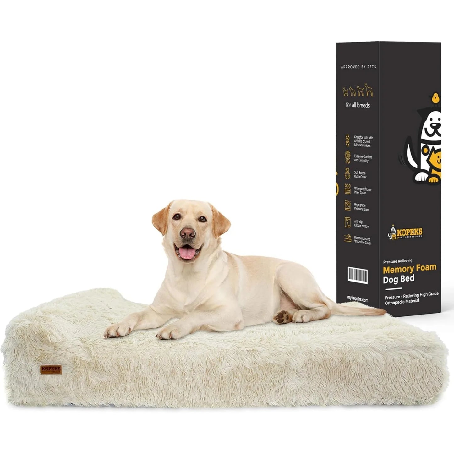 US Jumbo Orthopedic - 7-inch Thick Memory Foam Pet Bed with Pillow - Removable Cover, Anti-Slip Bottom - Free Waterproof Liner