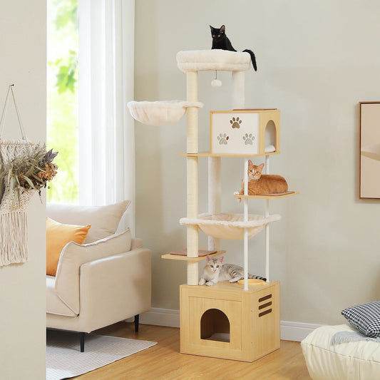 Cat Tree, Sisal Posts, Wooden Tower, Large Condos, Hammocks, Indoor