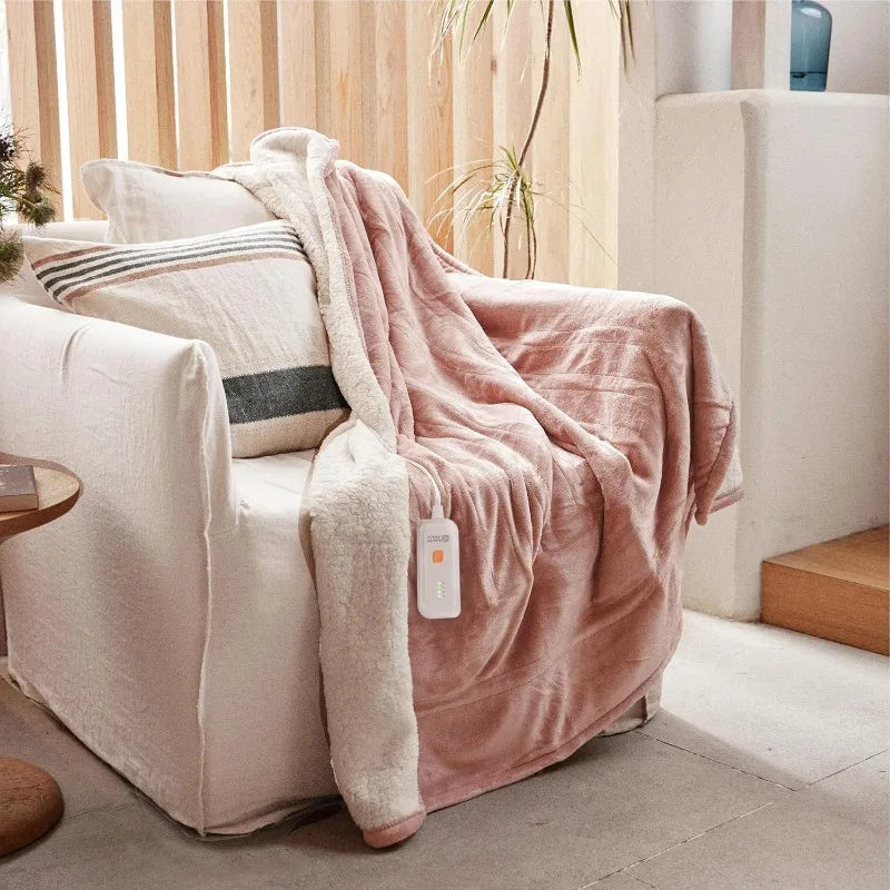 Electric Throw 50''X60''-Soft Silky Plush Electric Blanket. 4 Heating Level & 3 Hour Auto Off