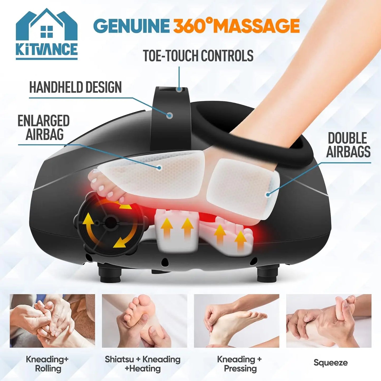 Foot Massager Heating Therapy, Hot Compression Shiatsu Knead Roller