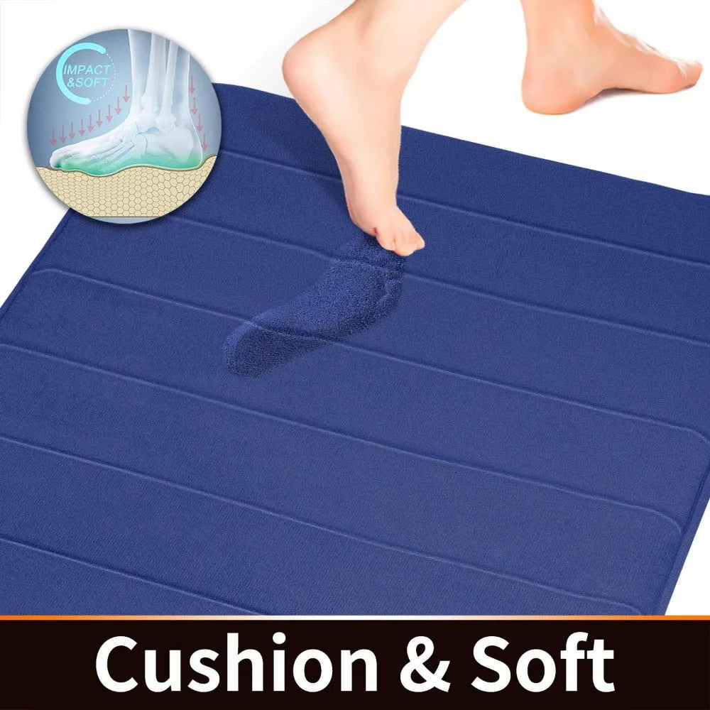 3 Pieces Memory Foam Bath Mat Sets, 44.1x24 + 31.5x19.8 and U-Shaped for Toilet Mats,  Non-Slip,  Soft Comfortable