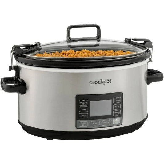 7-Quart Slow Cooker, Portable Programmable with Timer, Locking Lid, Stainless Steel