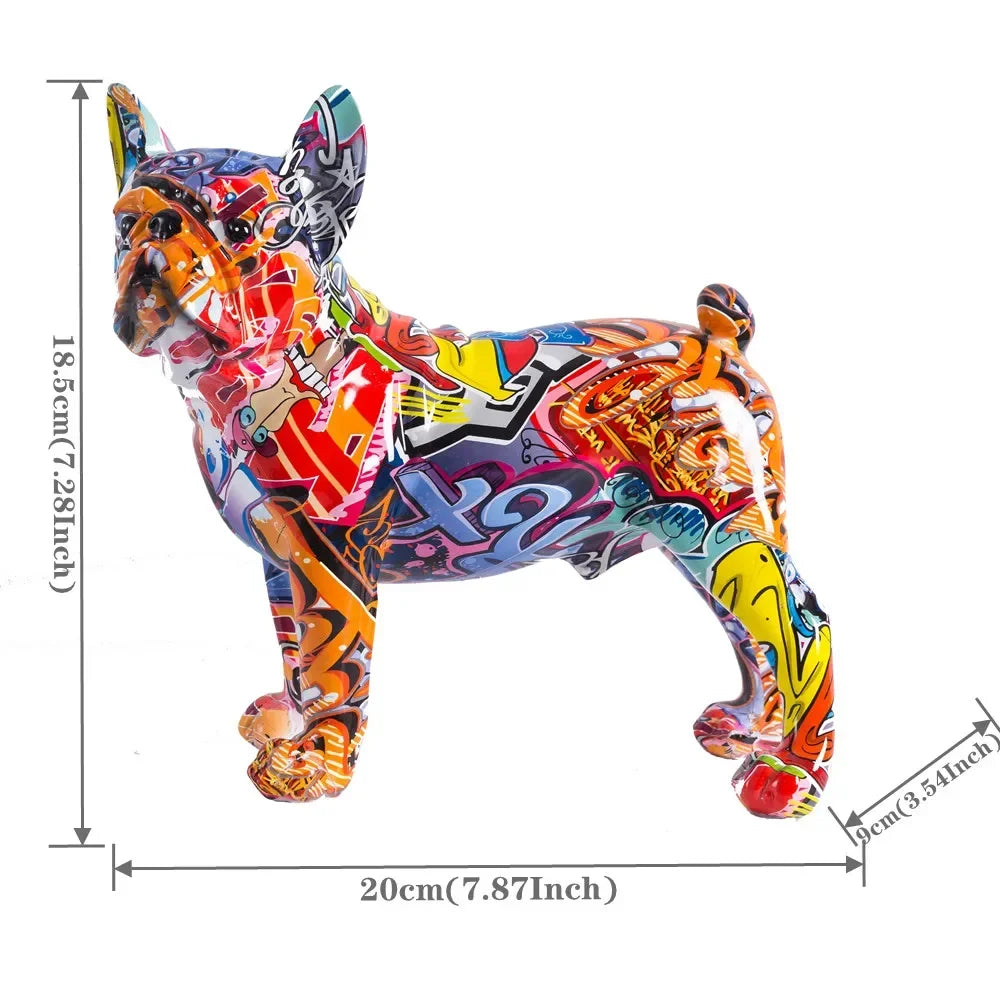 Nordic Art Painting Graffiti L/S French Bulldog Decor, Resin