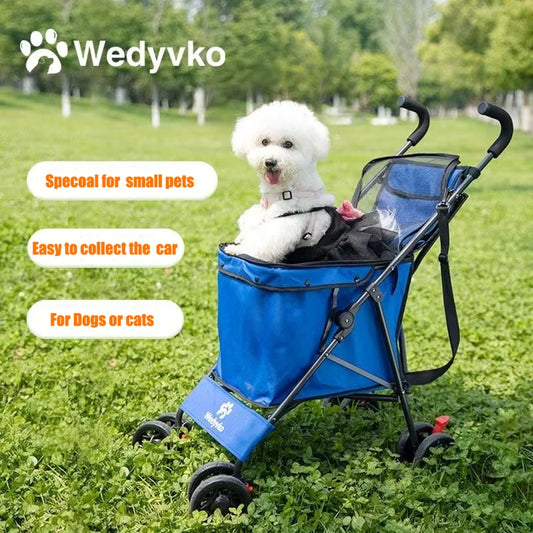 Pet Stroller M S Dog Cat Cage, 4 Wheels Waterproof Puppy Travel Folding Carrier