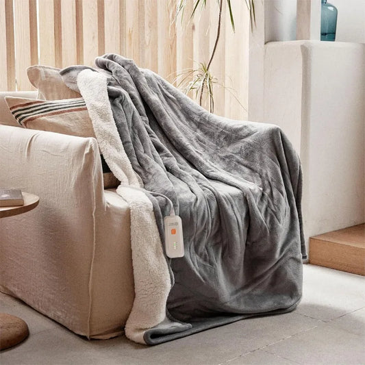 Electric Throw 50''X60''-Soft Silky Plush Electric Blanket. 4 Heating Level & 3 Hour Auto Off