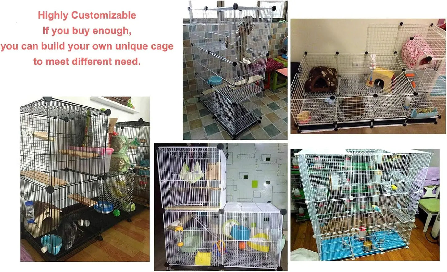 Cages for Hamster, Rat or Other Small Animals Indoor, Expandable/Stackable, 14x14x28 in