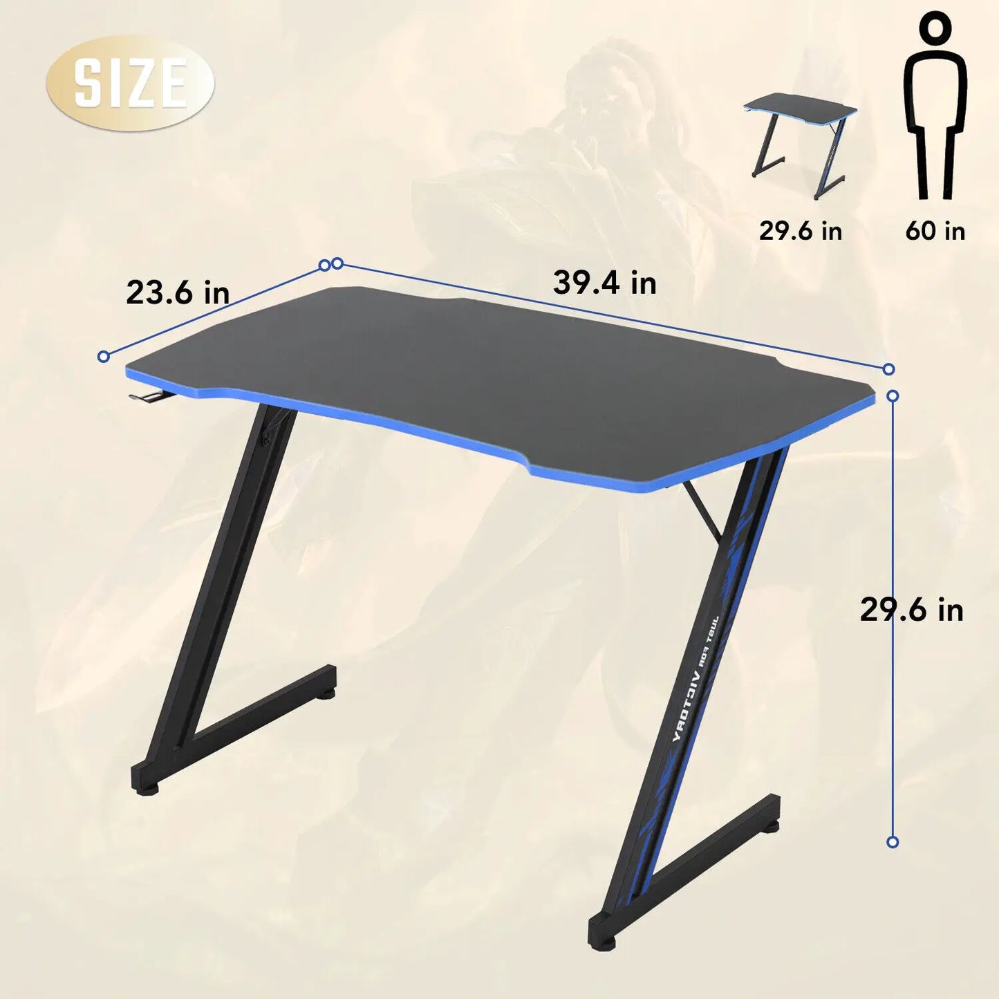 39.4" Gaming Desk , Blue - Good Bargain Finds