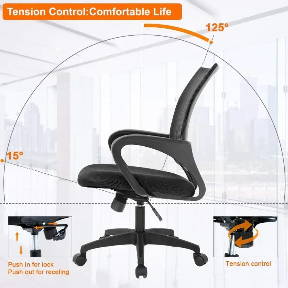 Ergonomic  Mesh Computer Chair, Lumbar Support,  Armrest, Rolling Swivel, Adjustable