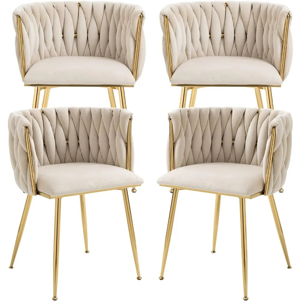 Velvet Dining Accent Chairs , 4,/Set Gold Metal Legs - Good Bargain Finds