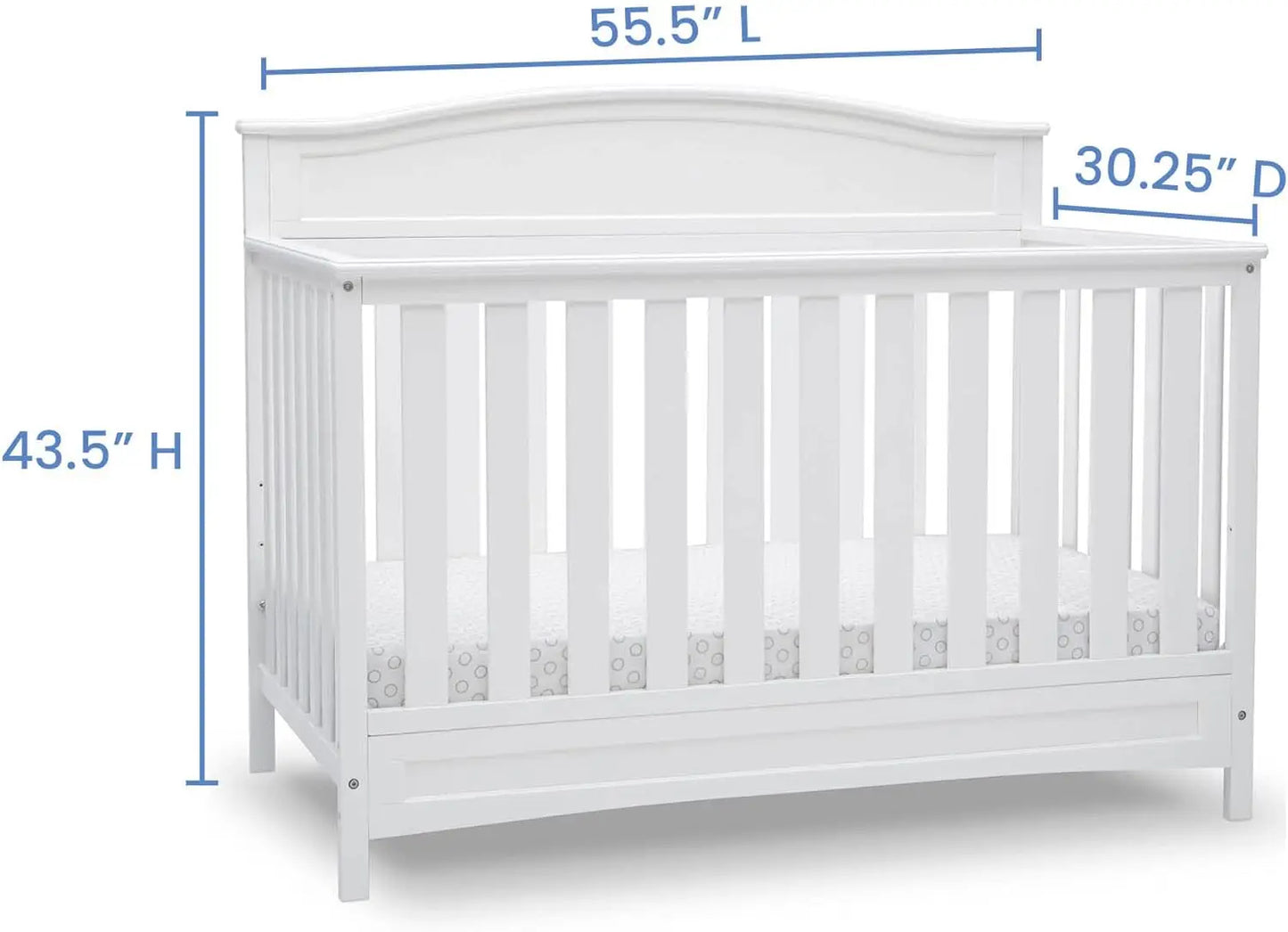 4-in-1 Convertible Baby Crib - Green guard Gold Certified, White