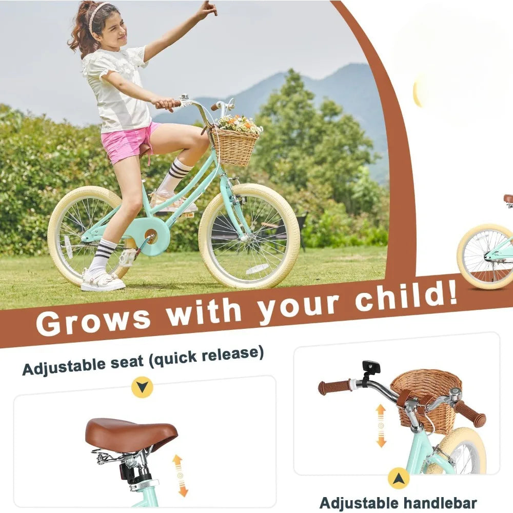 Bike, Basket, 2-12 Years old, 20 Inch Bicycle, Bell, Training Wheels, Multiple Colors Safe & Durable