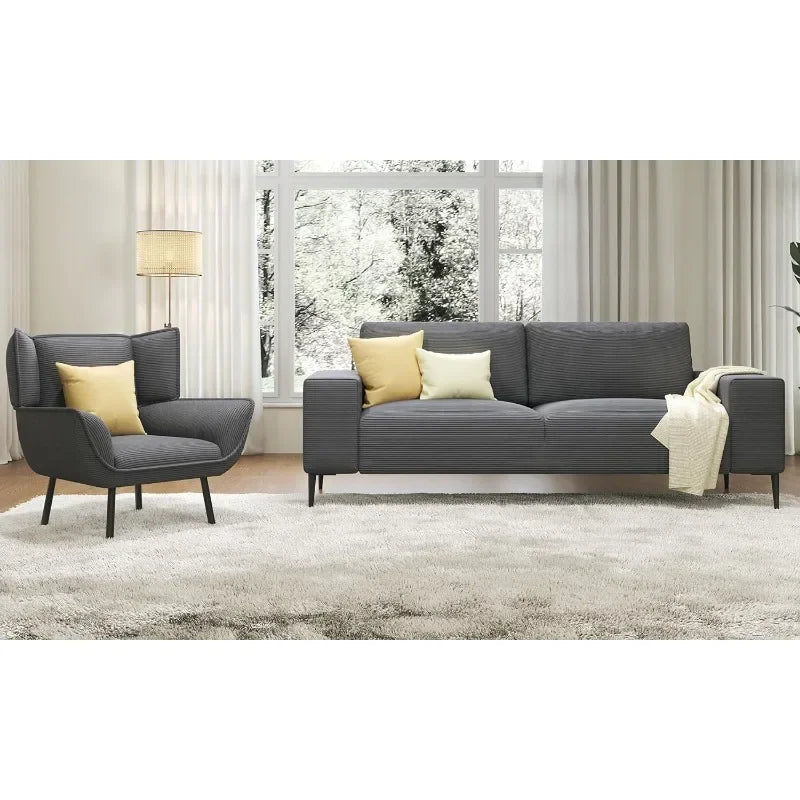 89 Inch Sofa, Oversized Sofa-Modern, Corduroy, 3 Seater Sectional Sofa