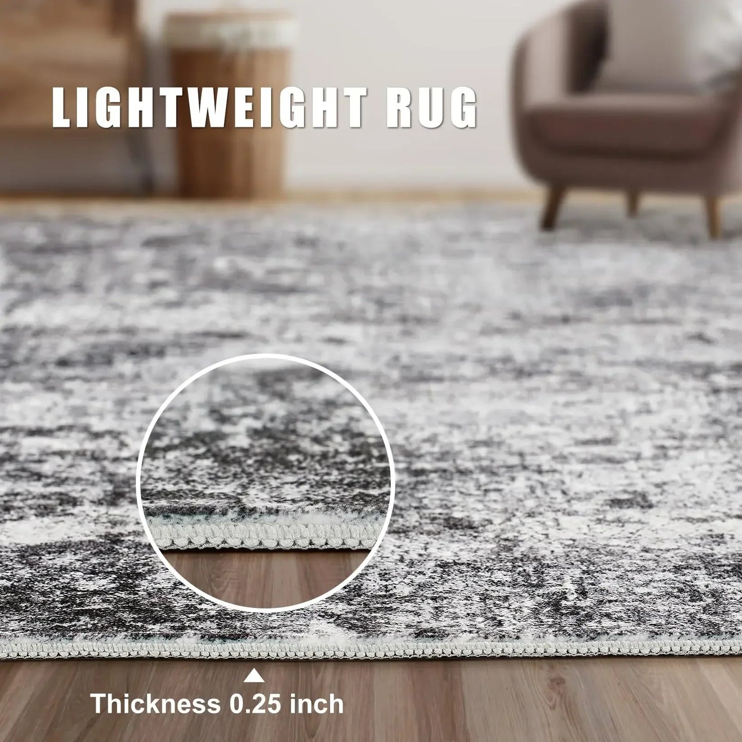 6x9 Large Soft Indoor Neutral Modern Abstract Low Pile Washable Rug