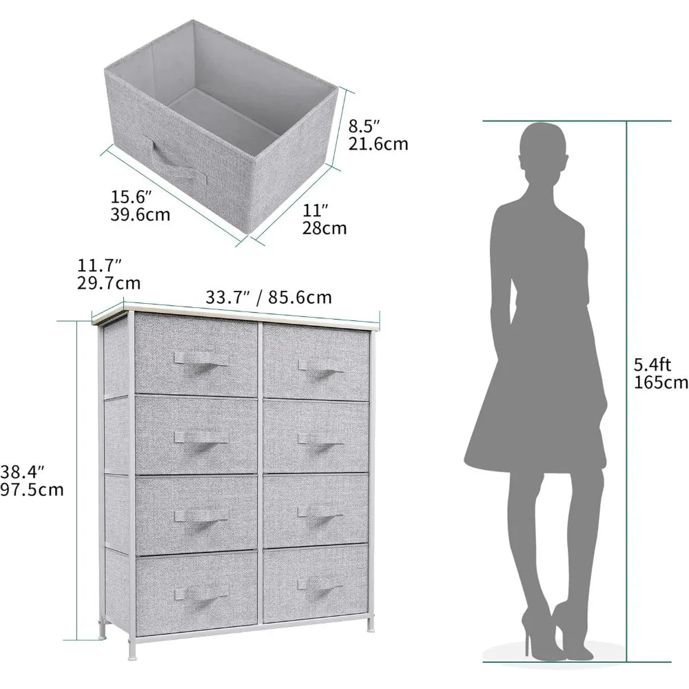 8-Drawer Fabric Storage Tower Organizer, Steel Frame