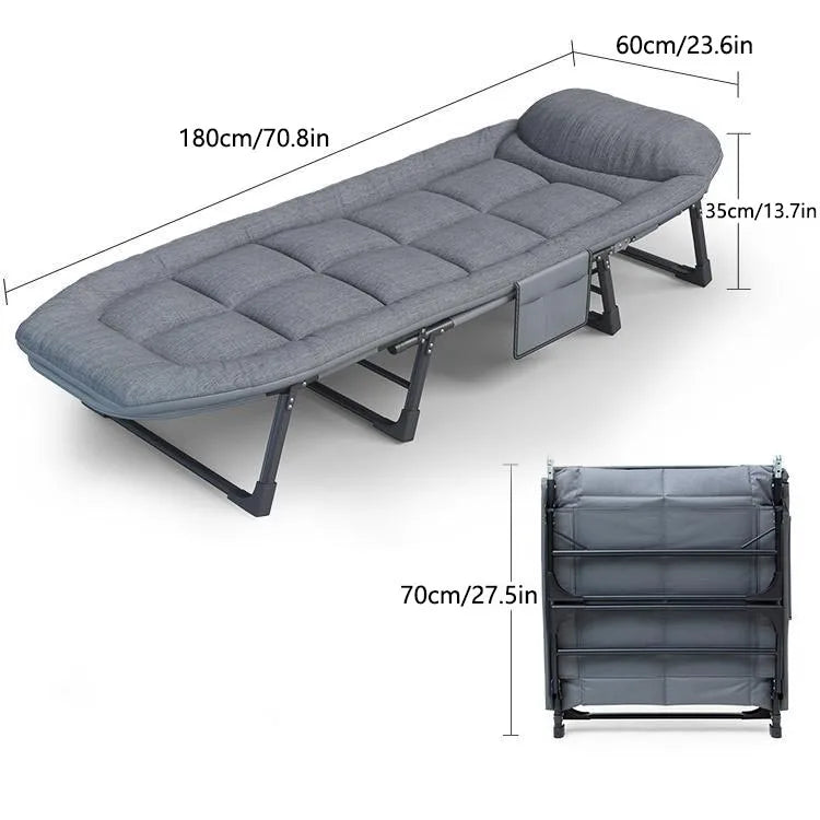 Sleeping Cots for Adults 6 Positions, Portable & Foldable Bed, Mattress, Pillow, Heavy Duty Sturdy Frame