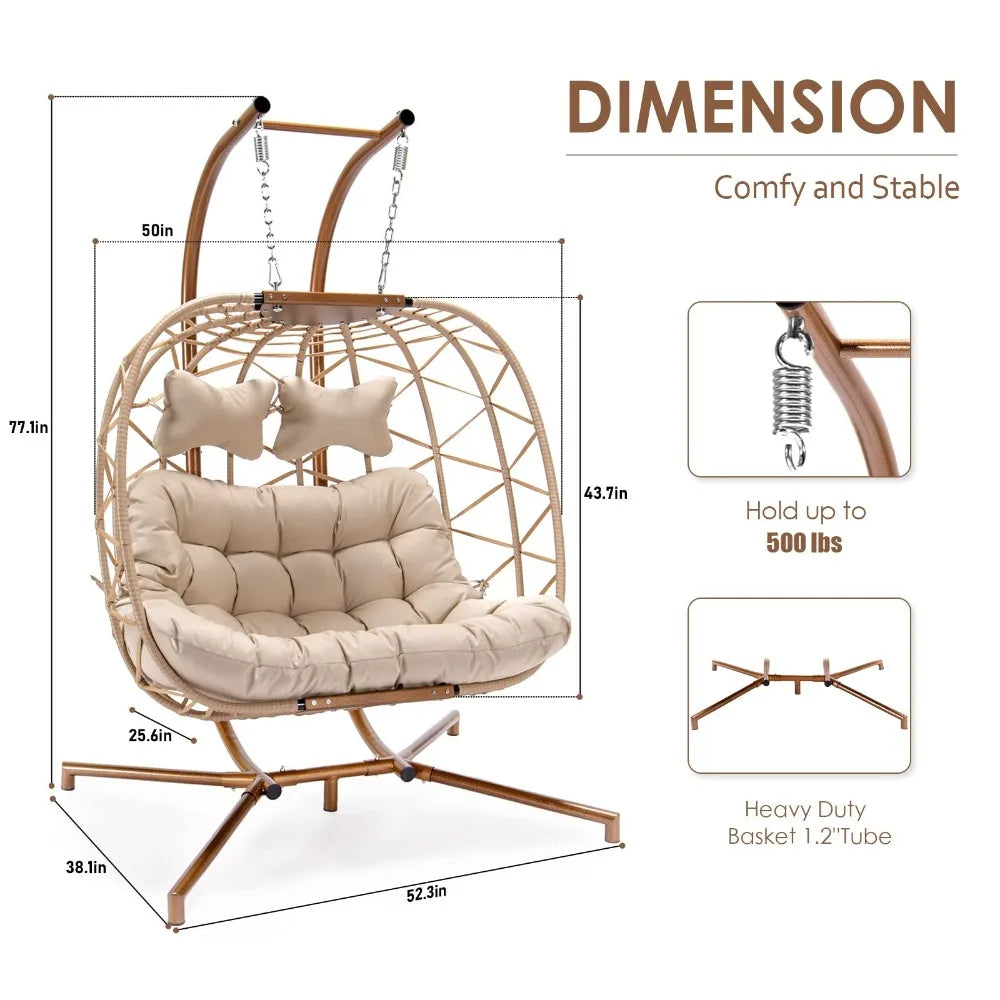 Wicker Swing Egg Chair with Stand, Rattan Wicker - Good Bargain Finds