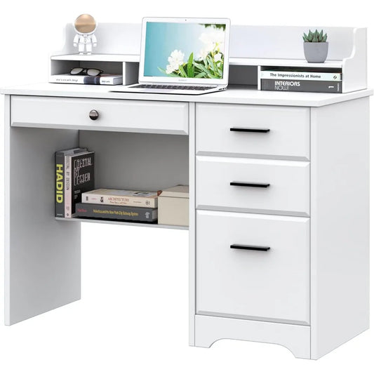 Computer Desk, 4 Drawers, 44 Inch, Monitor Stand