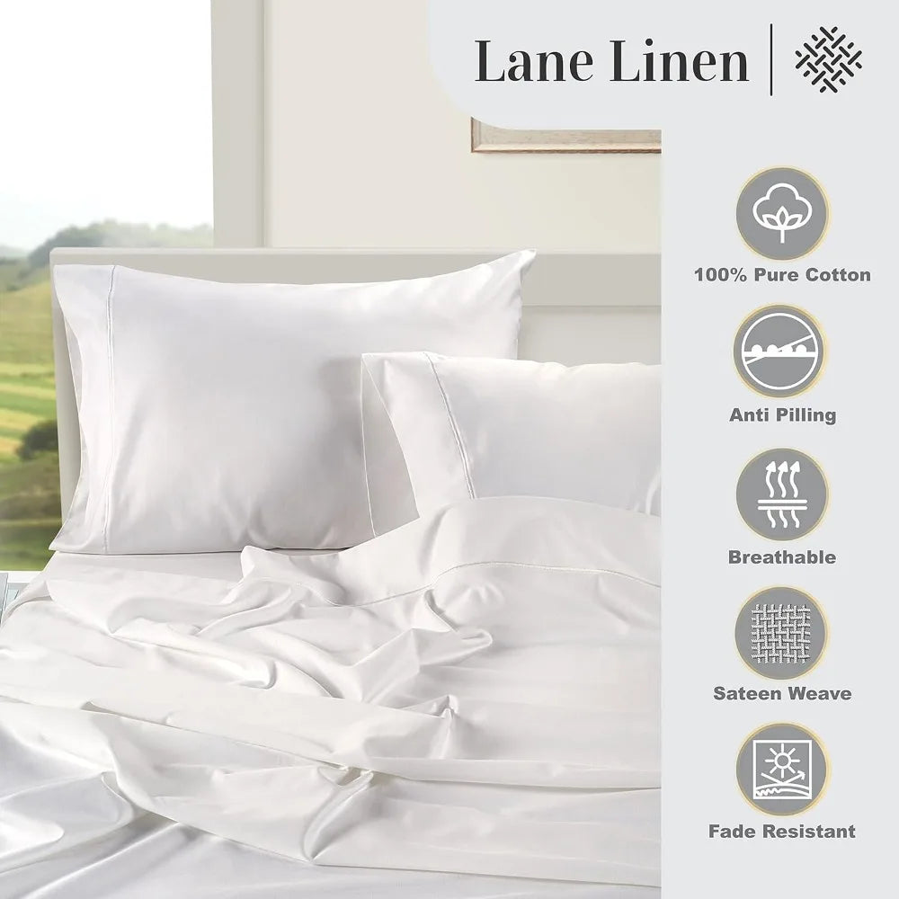 Smooth Sateen Weave King Sheets, 4Pc