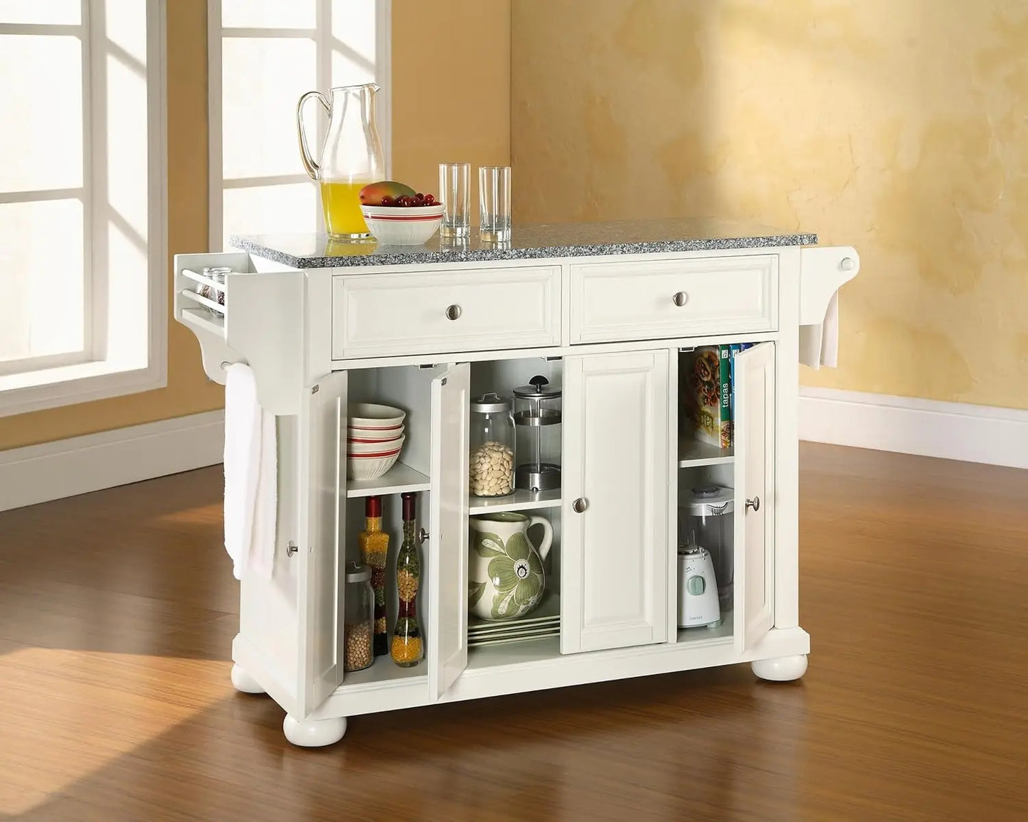 Kitchen Island with Solid Grey Granite Top