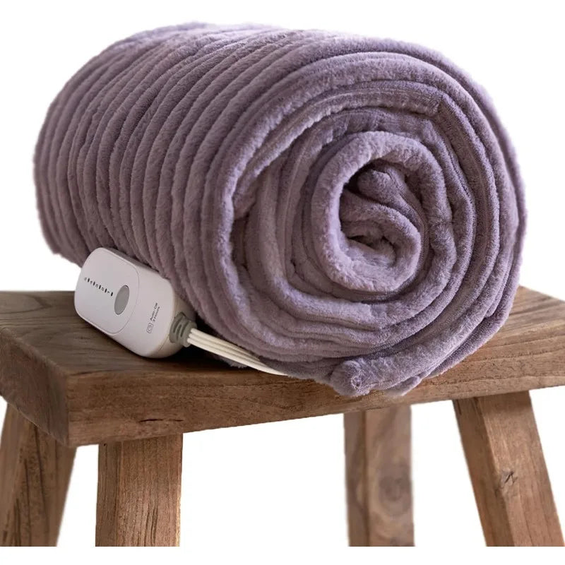 Electric Throw 50''X60''-Soft Silky Plush Electric Blanket. 4 Heating Level & 3 Hour Auto Off