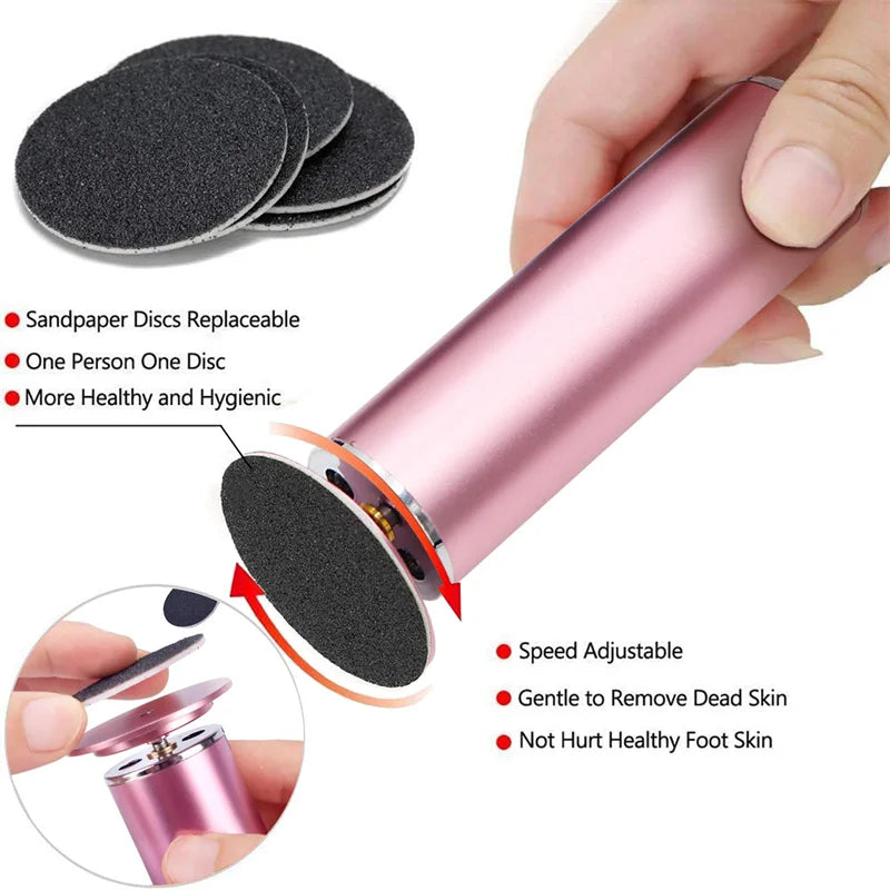 Electronic foot file pedicure sander,removes dead skin, electric callus remover with 60pcs replacement sandpaper disc